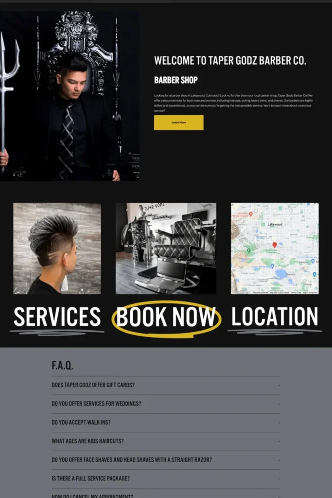 Home Page 1 Barbershop Website Design Services