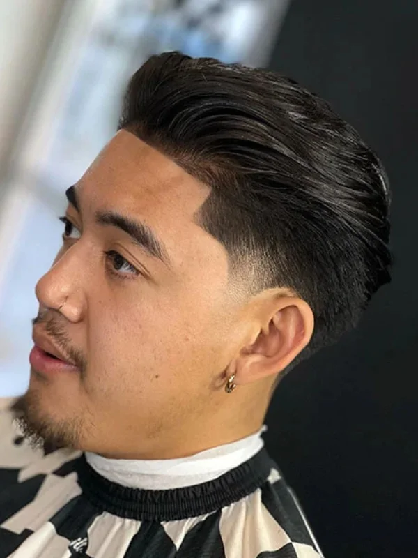 55 Trending Low Taper Fade Haircuts for Men 51 Brush Back with Taper Fade and Line Up