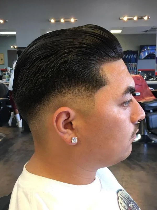 35 Low Taper Fade Haircuts 8 Brush Back with Taper Fade and Line Up