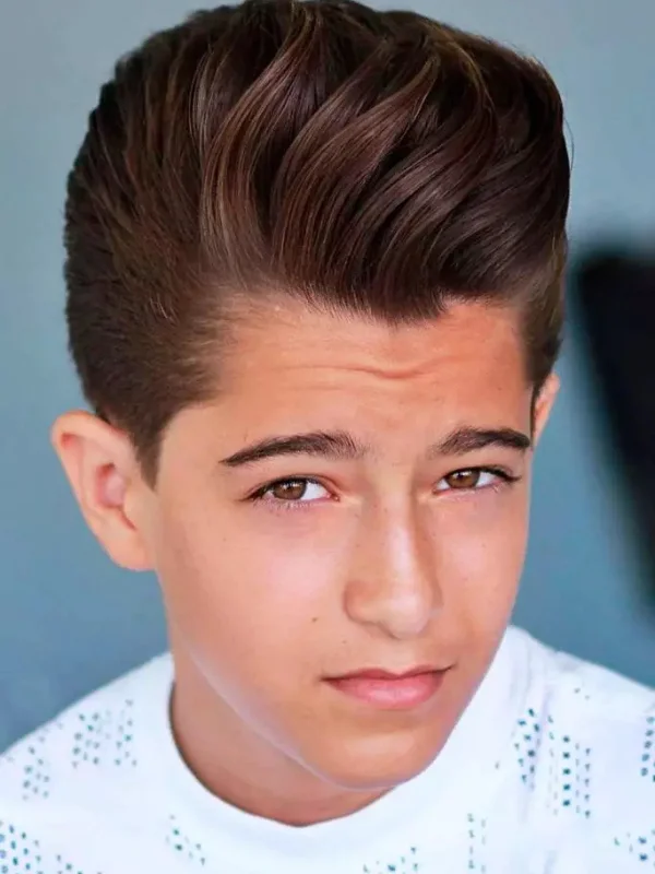 35 Cool & Stylish Kids Boy Haircuts 33 Brush Back with Tapered Sides