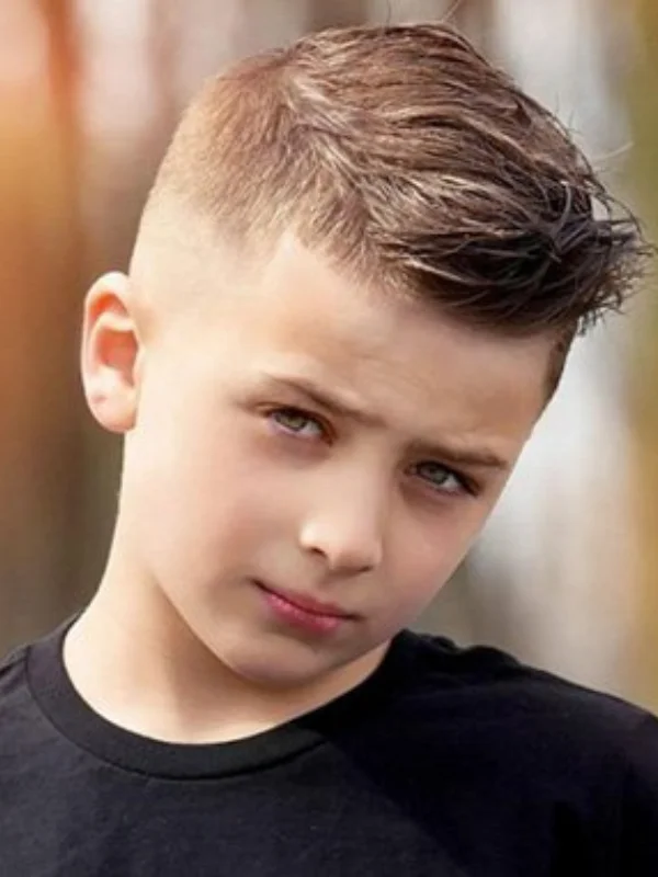 35 Cool & Stylish Kids Boy Haircuts 30 Formal Side Swept Style with Mid Fade