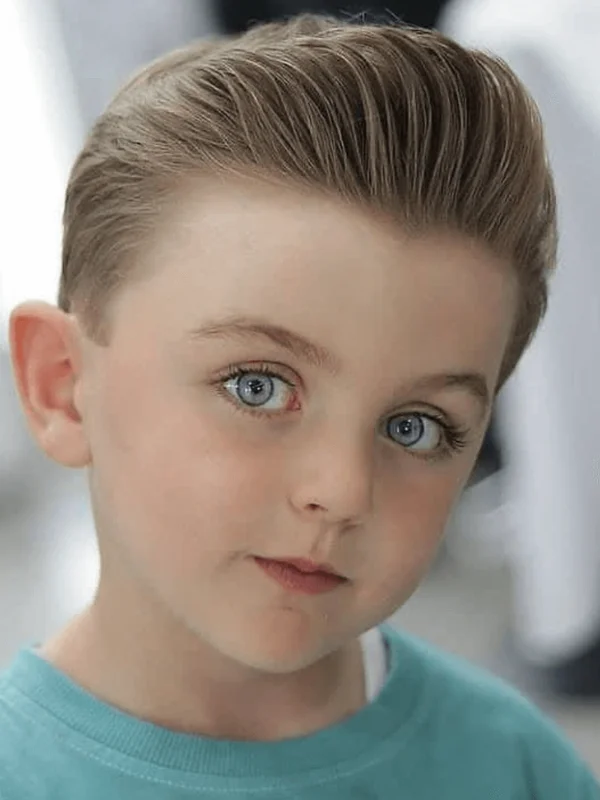 35 Cool & Stylish Kids Boy Haircuts 16 Long Brush Back