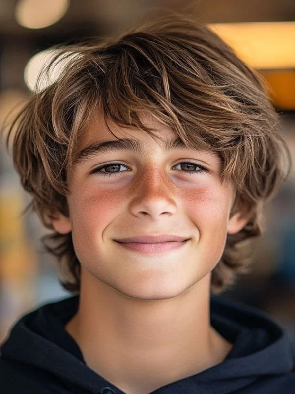 35 Cool & Stylish Kids Boy Haircuts 14 Medium Messy Hair with a Fringe and Shorter Sides