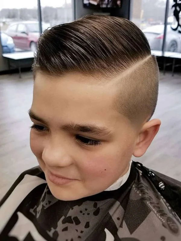 35 Cool & Stylish Kids Boy Haircuts 6 Soft Comb Over with Short Taper Faded Sides