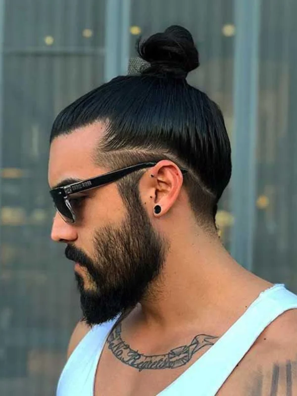 35 Low Taper Fade Haircuts 16 Top Knot with Low Taper Fade