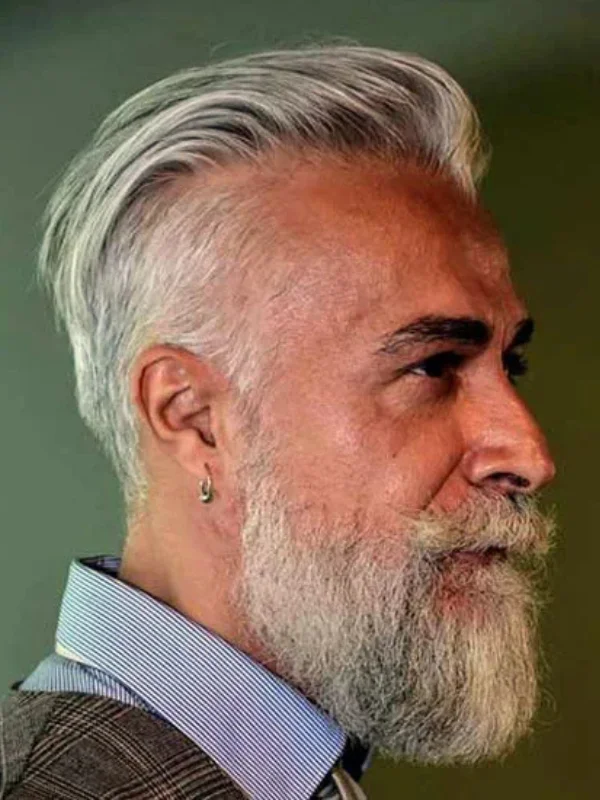 40 Classy and Flattering Hairstyles for Older Men with Thinning Hair 46 Full Beard and Fluffed Top Classy Older Men’s Hairstyles_ Thinning Hair