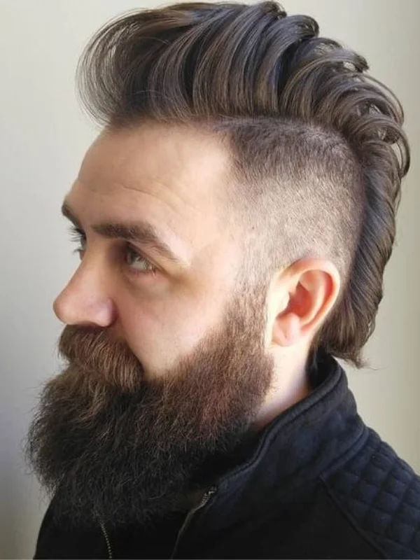Mohawk Haircut with Beard for Men