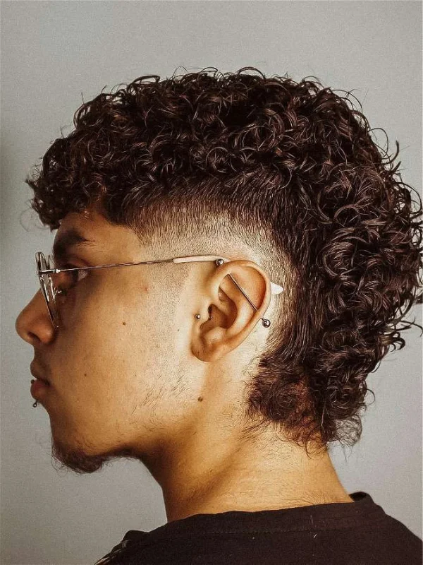 Burst Fade Haircut: 27 Stylish Examples 18 Thick Curly Mullet with Low Burst Fade