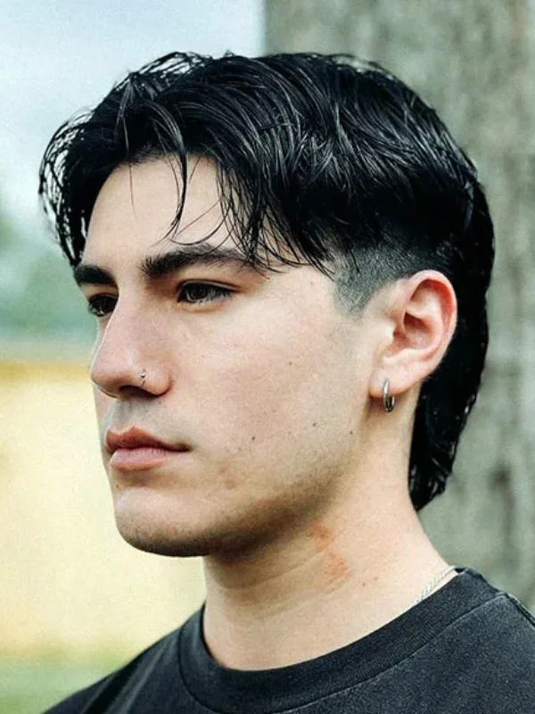 Advanced Mullet With Curtain Bangs & Tight Fade