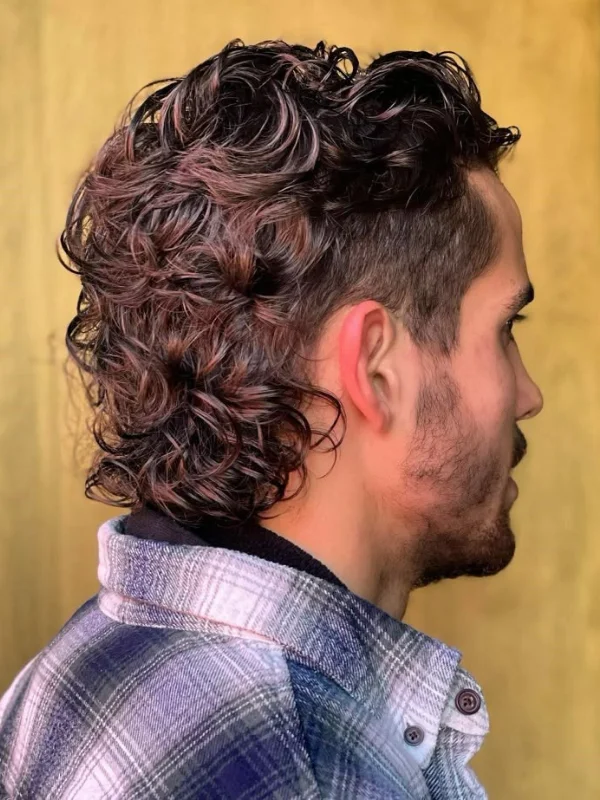 Curly Mullet with Fade