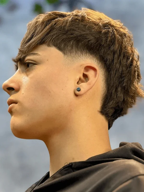 Mohawk Fade with Long Fringe