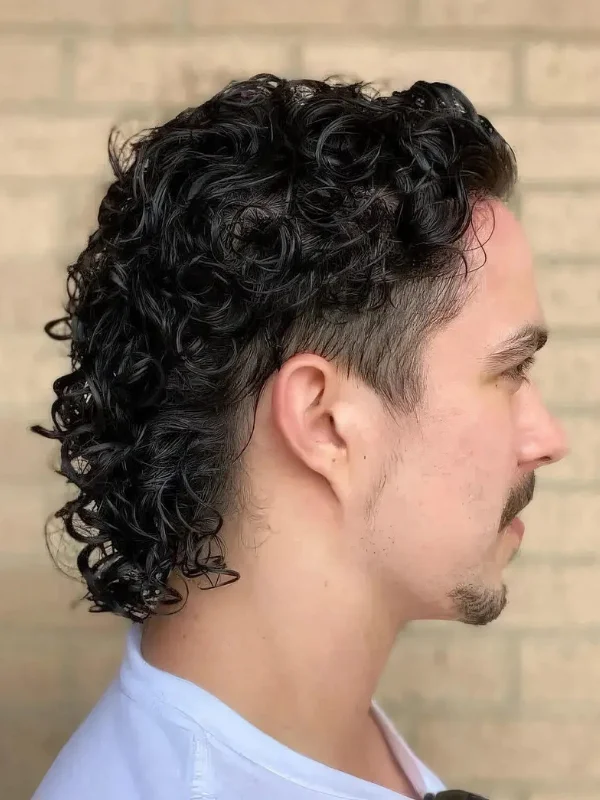 Permed Mullet with Tapered Sides