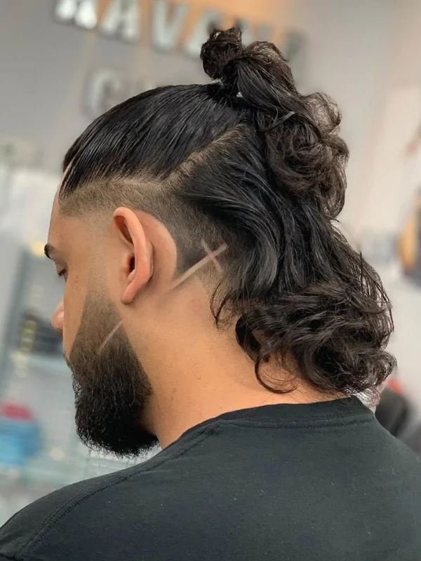 Skin Fade Ponytail Mullet