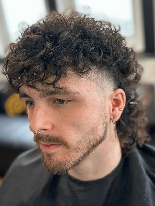 Straight Mullet with Curly Fringe