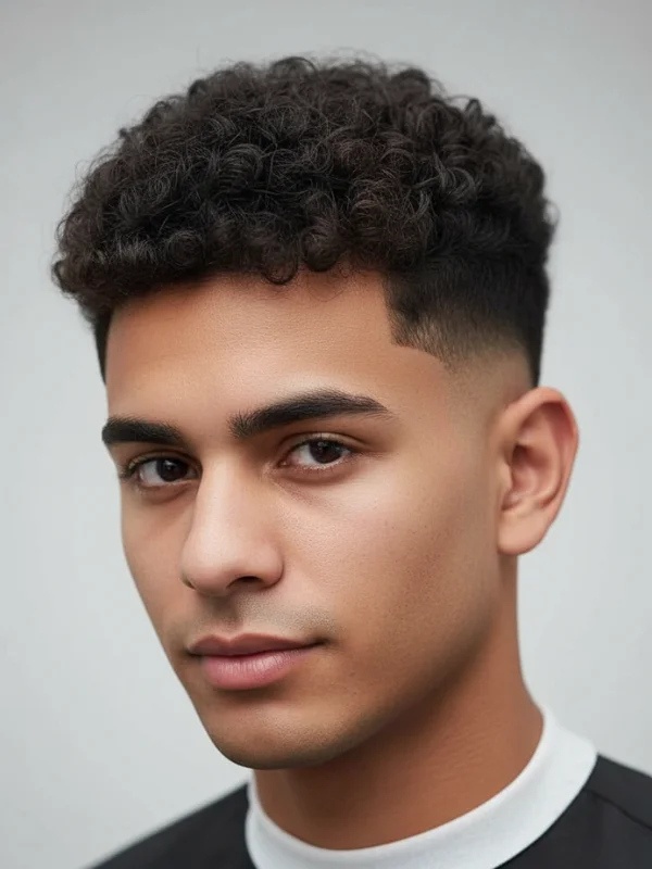 High Taper Fade Curly Hair